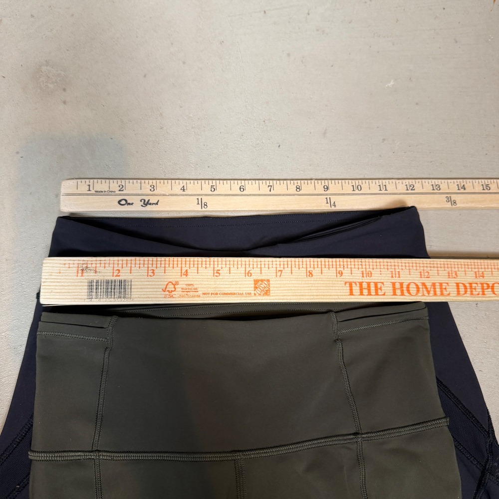 Lululemon Womens Capri Leggings Bundle Size 4 Olive Green Pockets Black Mesh Cap - Picture 6 of 8